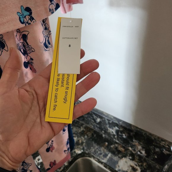 Set of 2 Pairs Disney Minnie Mouse 100% Cotton Sleepwear Set Size 8 Kids - Picture 5 of 10